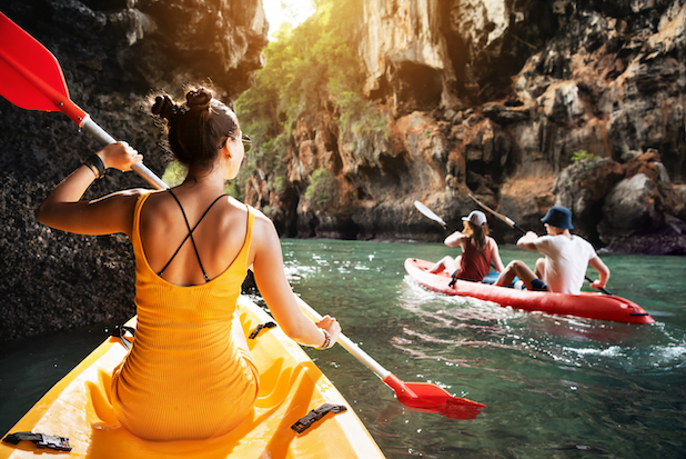 People enjoying a kayak trip