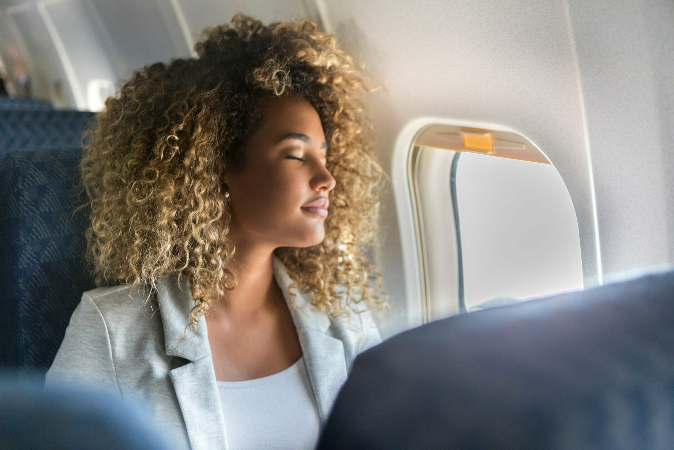 Corporate traveller enjoying a stress free flight